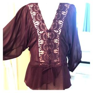 Arden B purple see through top